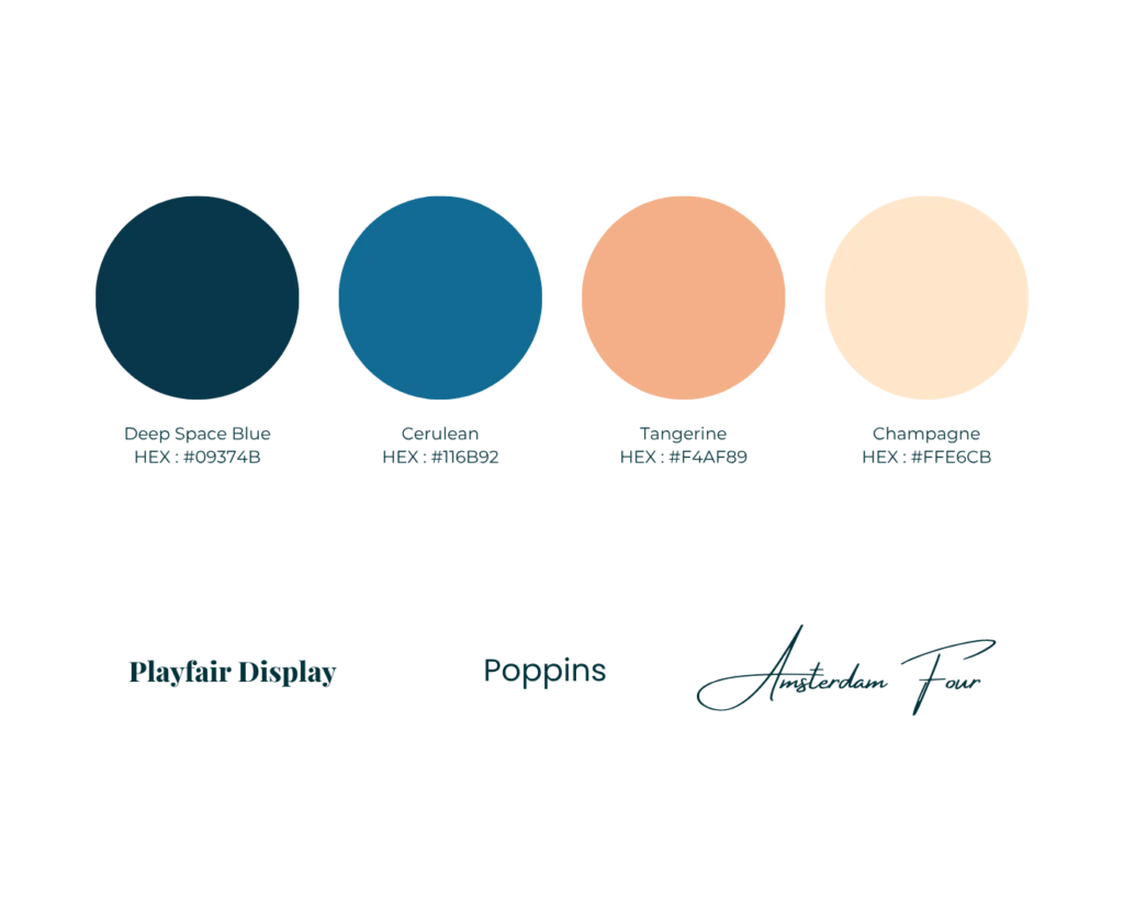 Palette de couleurs et typographies de Biz Yourself, réalisé par Emporte Plume avec l'offre Etincelle - Identité visuelle de base pour coach business