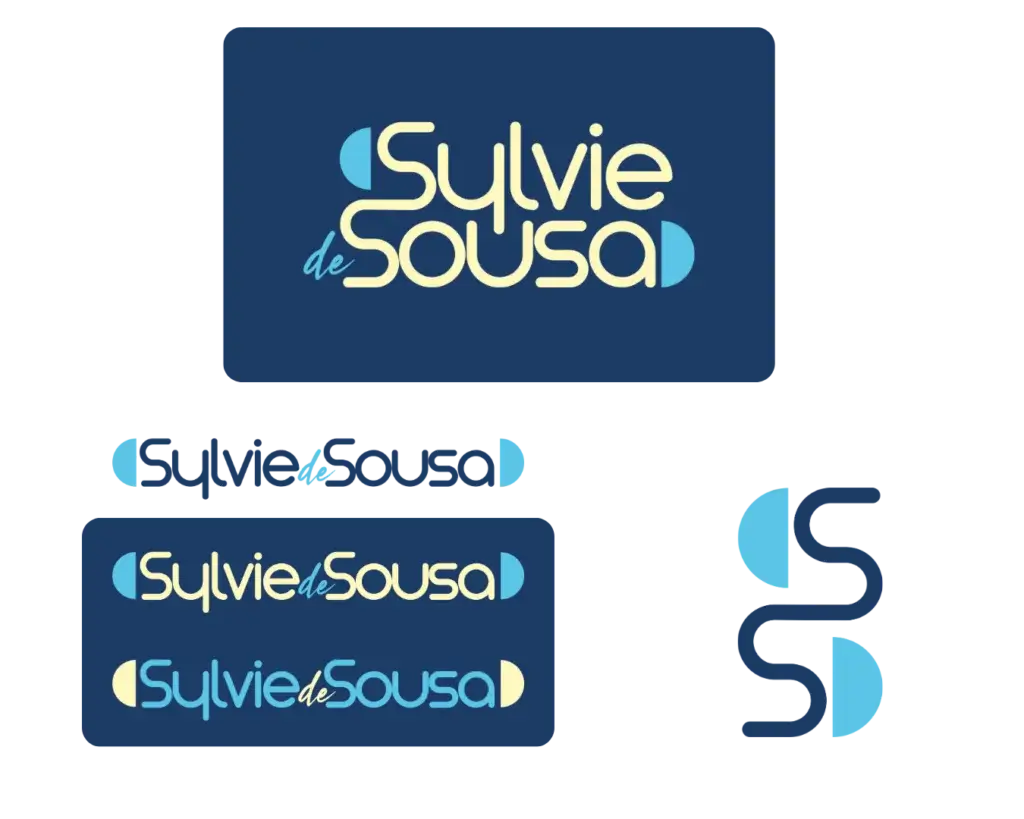 Variantes du logo de Sylvie de Sousa, aide et soutien à la personne, réalisé par Emporte Plume avec l'offre Etincelle - Identité visuelle de base pour indépendant