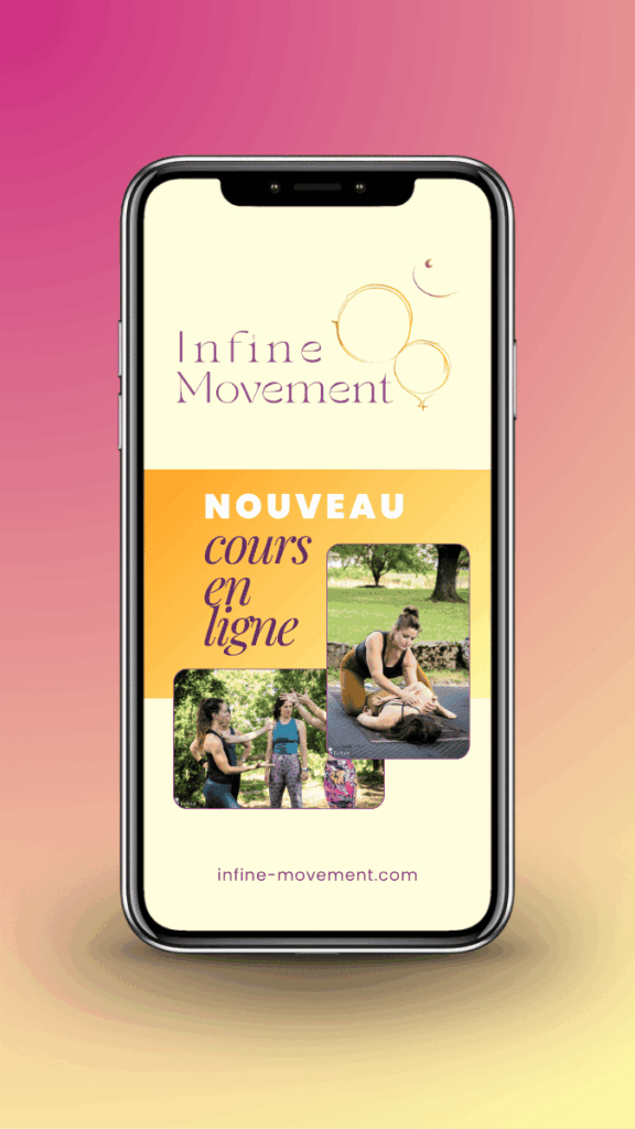 Mockup de l'identité visuelle de base de Zoé sur smartphone, pour son studio de yoga, créée avec Etincelle