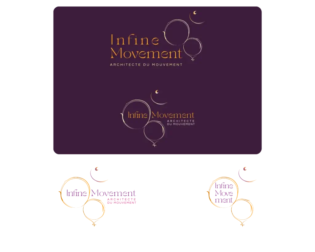 Variantes du logo de Infine Movement, réalisé par Emporte Plume avec l'offre Etincelle - Identité visuelle de base pour prof de yoga
