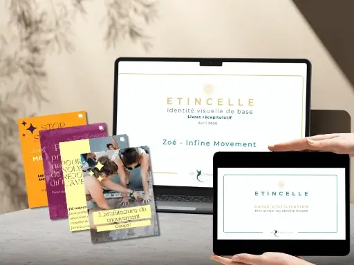 Exemple de visuels créés par Infine Movement avec son identité visuelle de base Etincelle